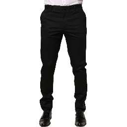 Black Cotton Skinny Men Dress Trouser Pants
