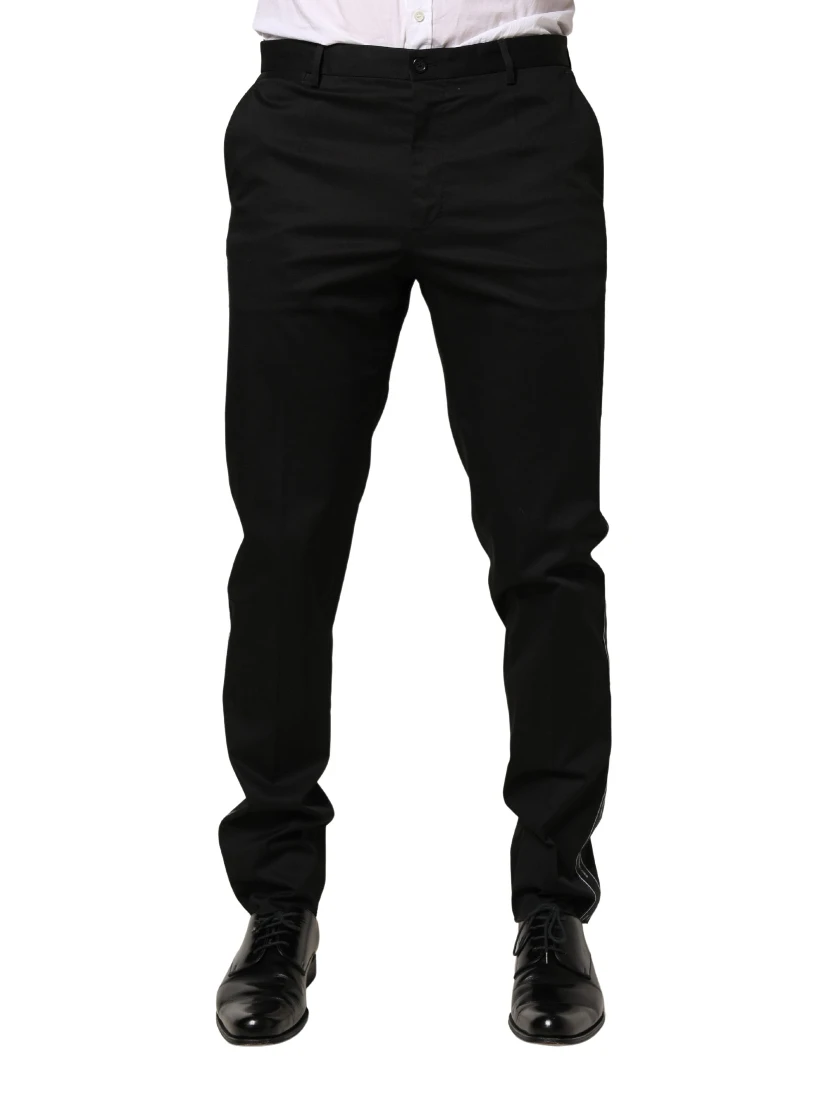 Black Cotton Skinny Men Dress Trouser Pants
