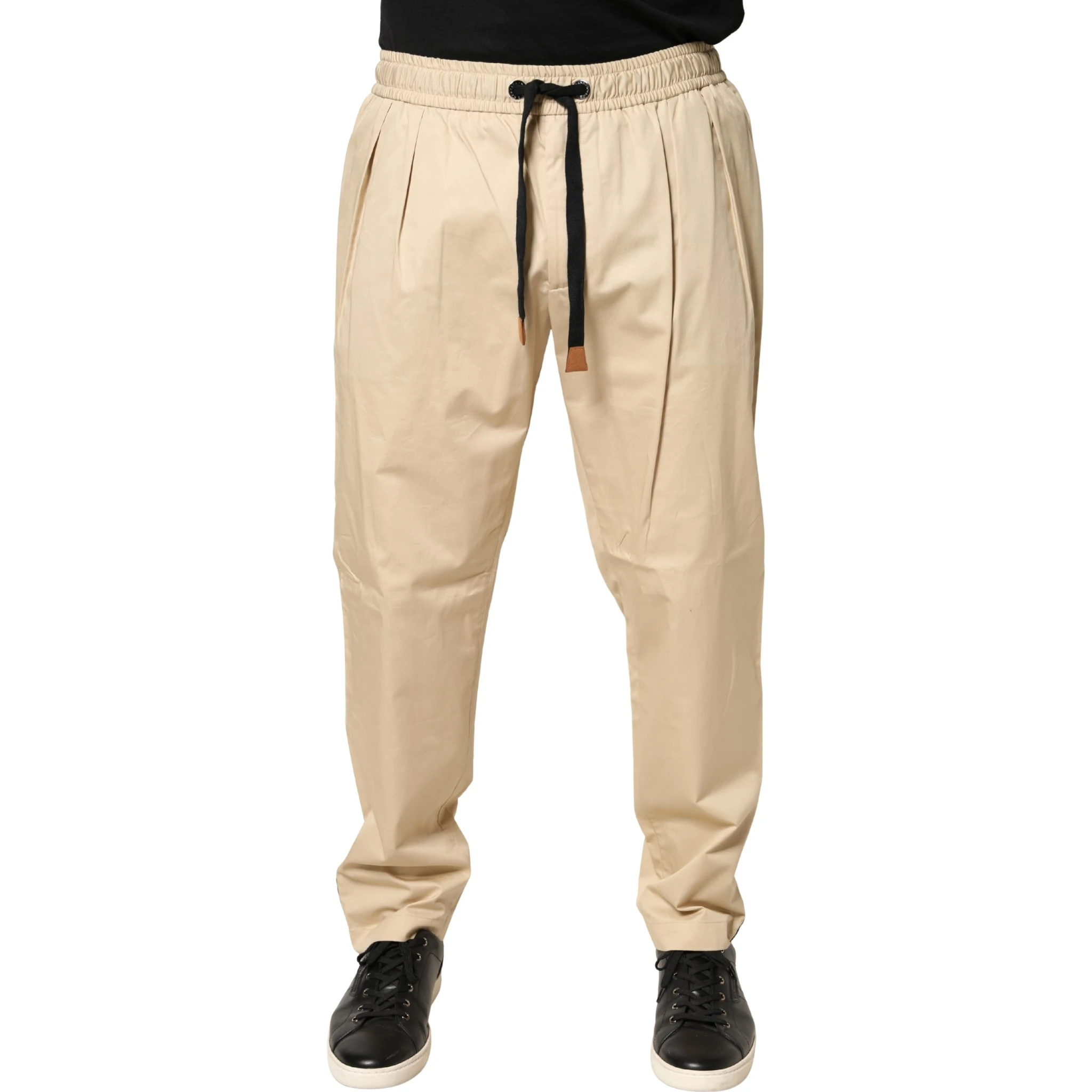 Beige Cotton Skinny Men Jogger Trouser Pants