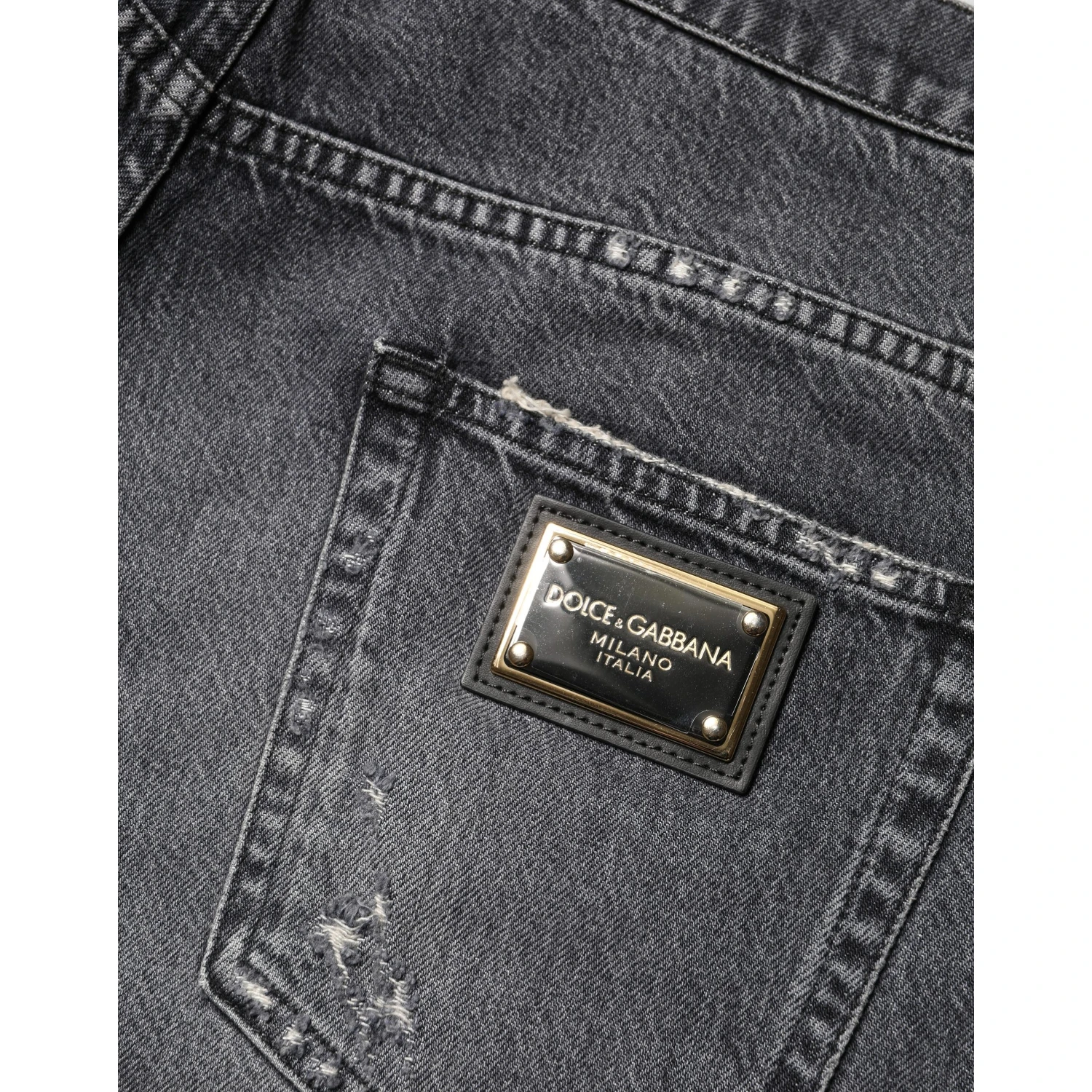 Dark Gray Tattered Cotton Loose Denim Jeans