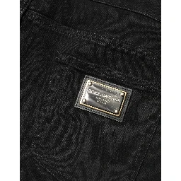Black Tattered Skinny Cotton Denim Jeans