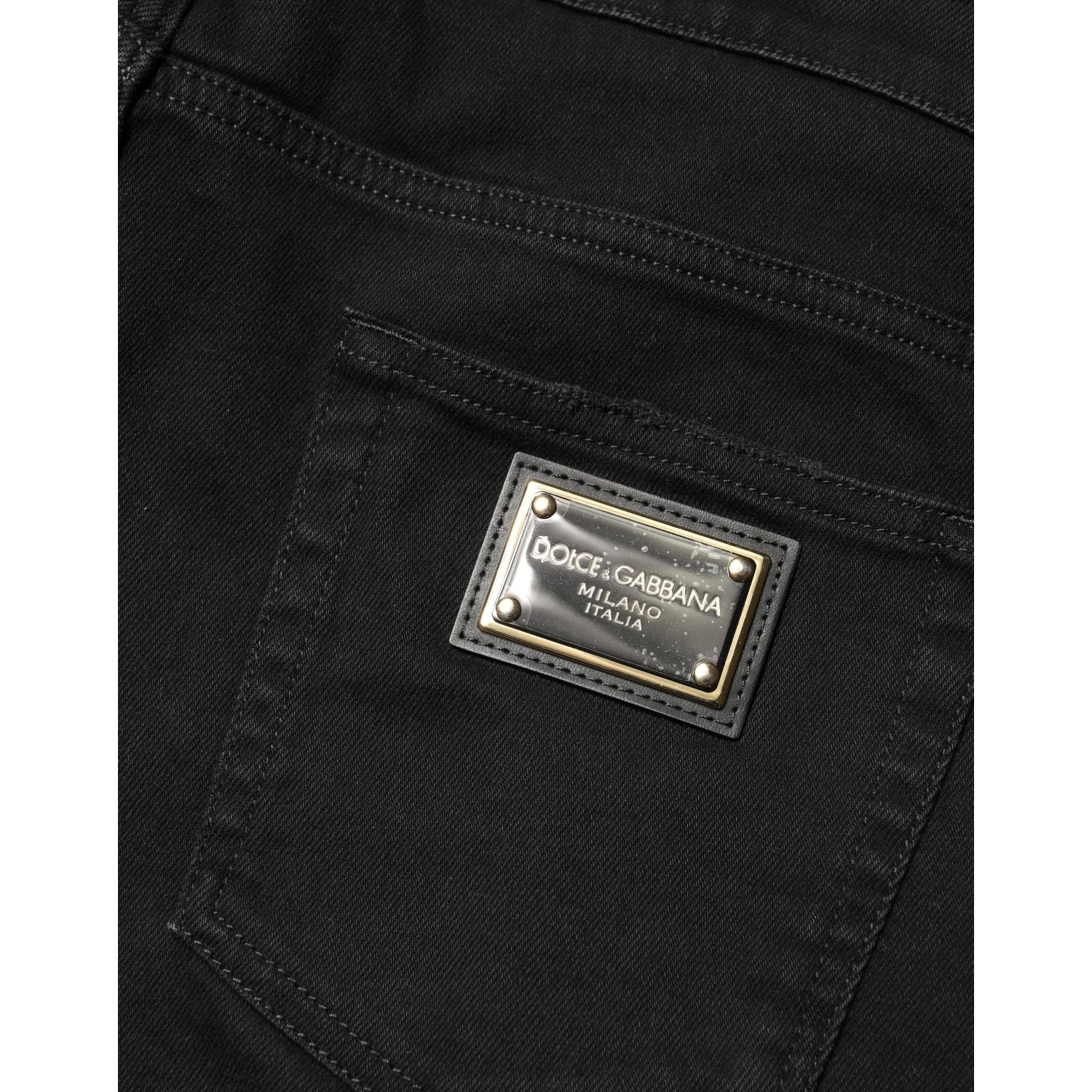 Black Tattered Skinny Cotton Denim Jeans