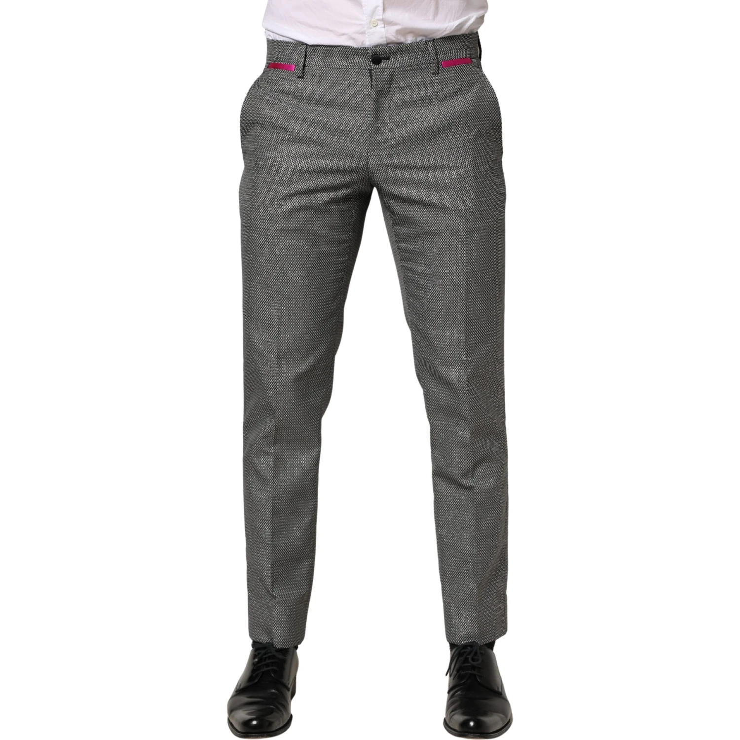 Gray Viscose Skinny Men Dress Trouser Pants