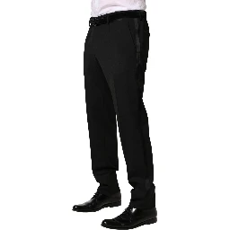 Black Wool Skinny Men Dress Trouser Pants