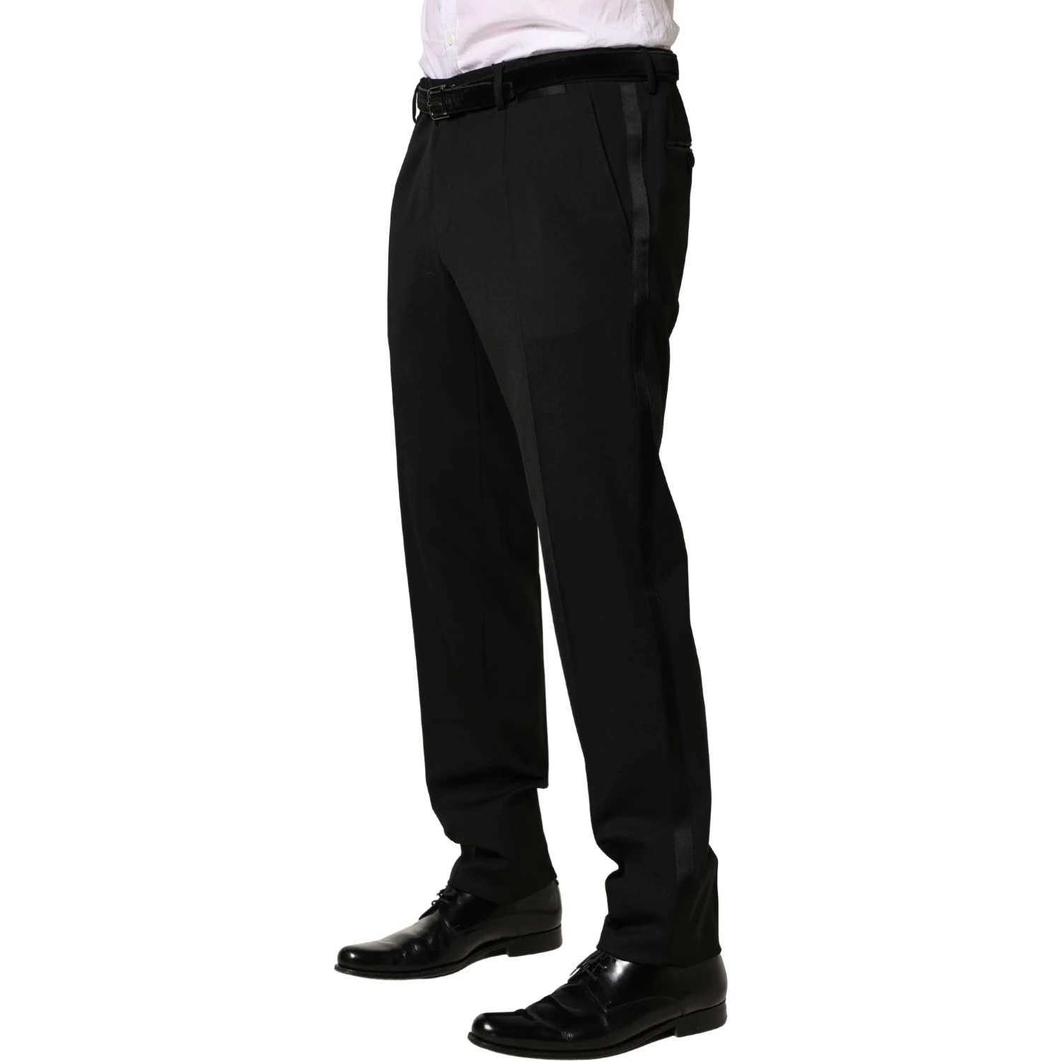 Black Wool Skinny Men Dress Trouser Pants