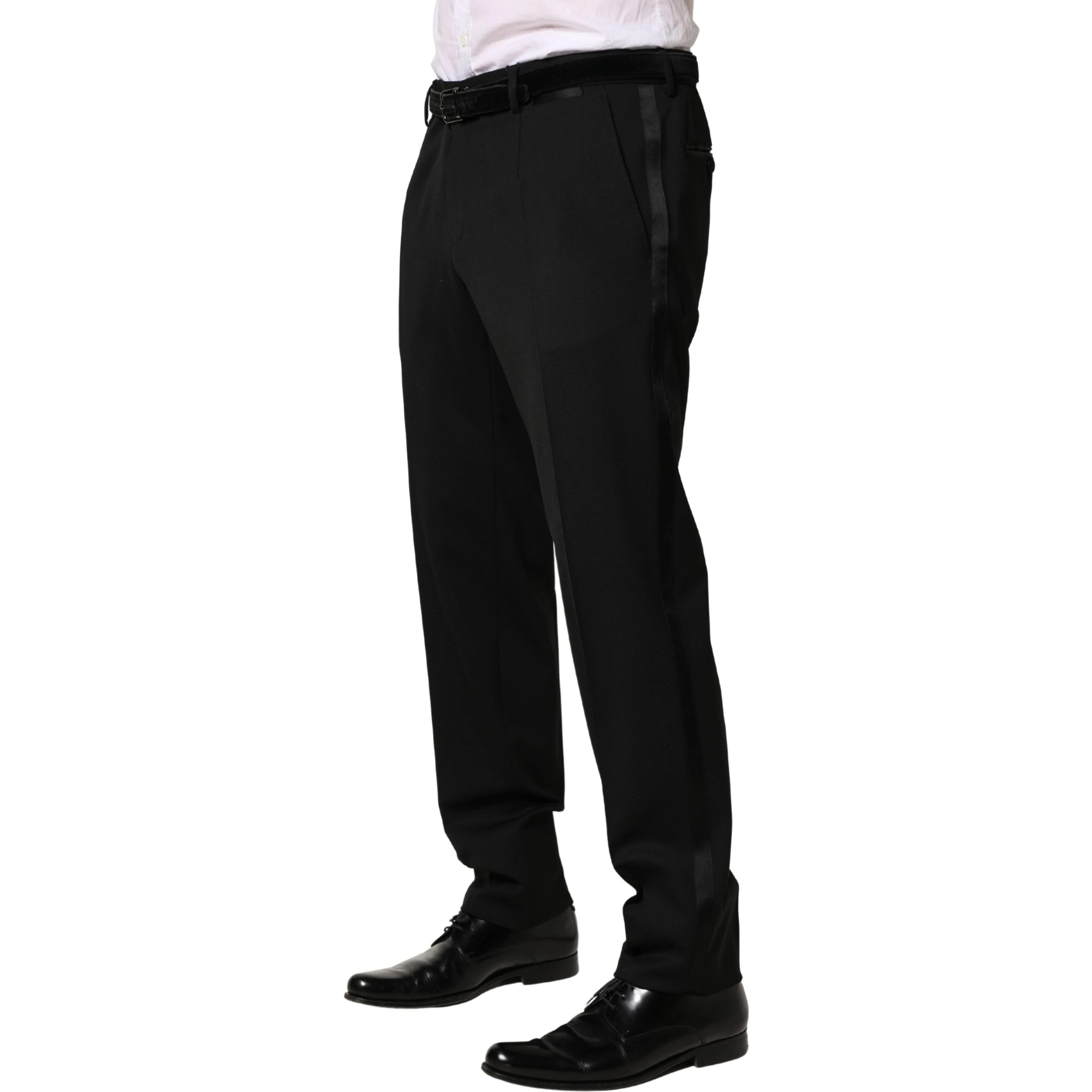 Black Wool Skinny Men Dress Trouser Pants