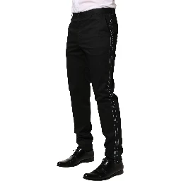 Black Cotton Skinny Men Dress Trouser Pants