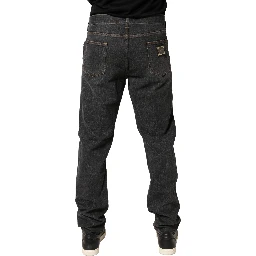 Dark Gray Slim Fit Cotton Men Denim Jeans