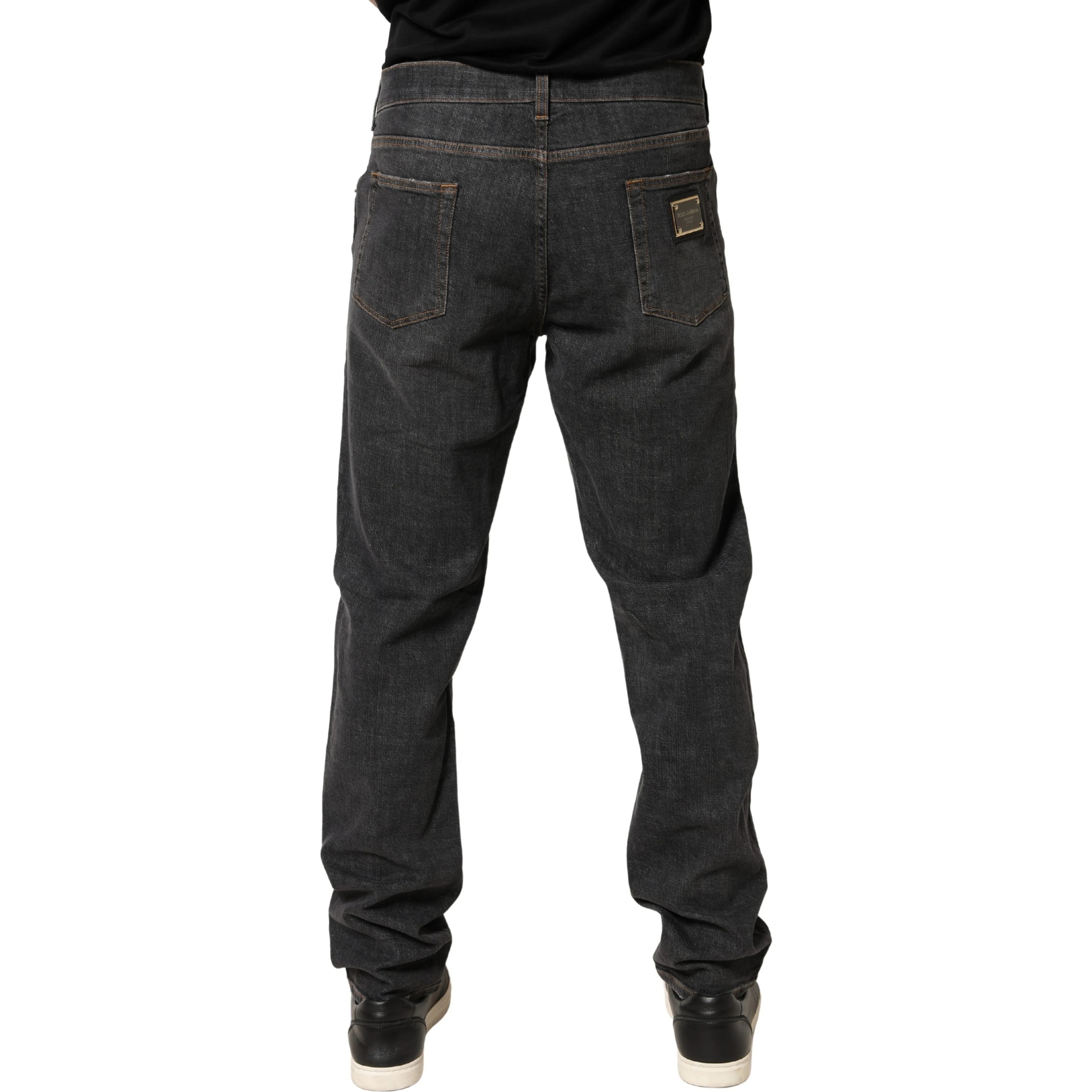 Dark Gray Slim Fit Cotton Men Denim Jeans