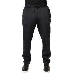 Black Polyester Skinny Jogger Trouser Pants