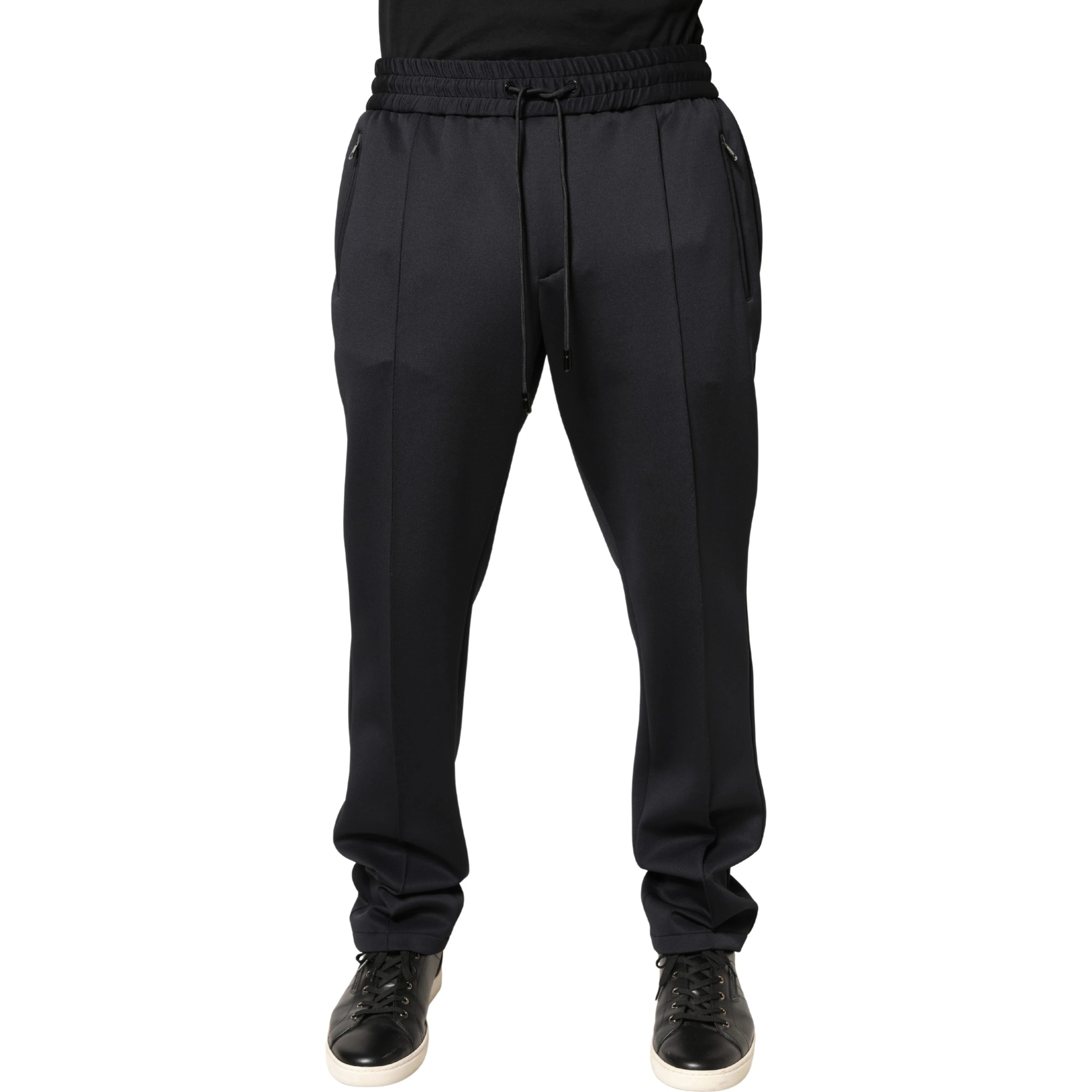 Black Polyester Skinny Jogger Trouser Pants