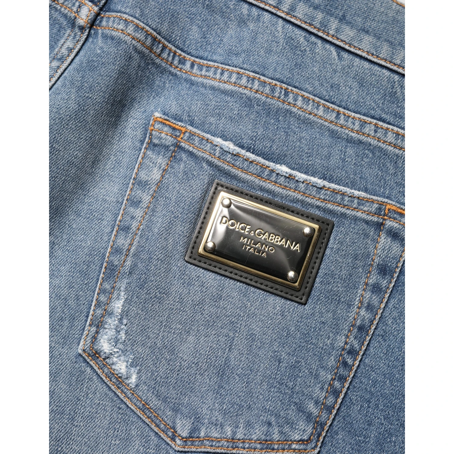 Blue Tattered Slim Fit Cotton Denim Jeans