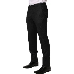 Black Wool Skinny Men Dress Trouser Pants