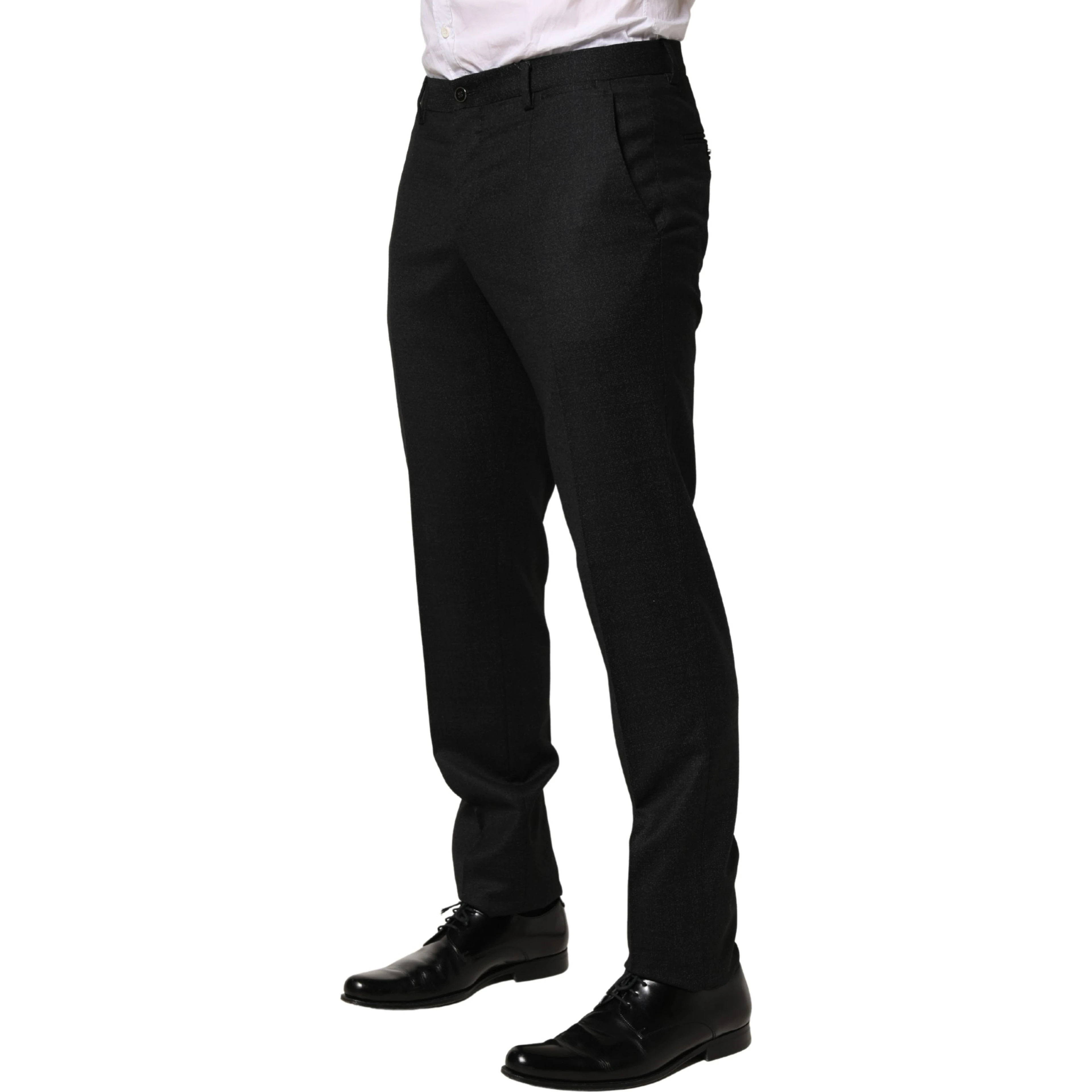 Black Wool Skinny Men Dress Trouser Pants