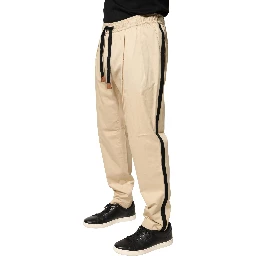 Beige Cotton Skinny Men Jogger Trouser Pants