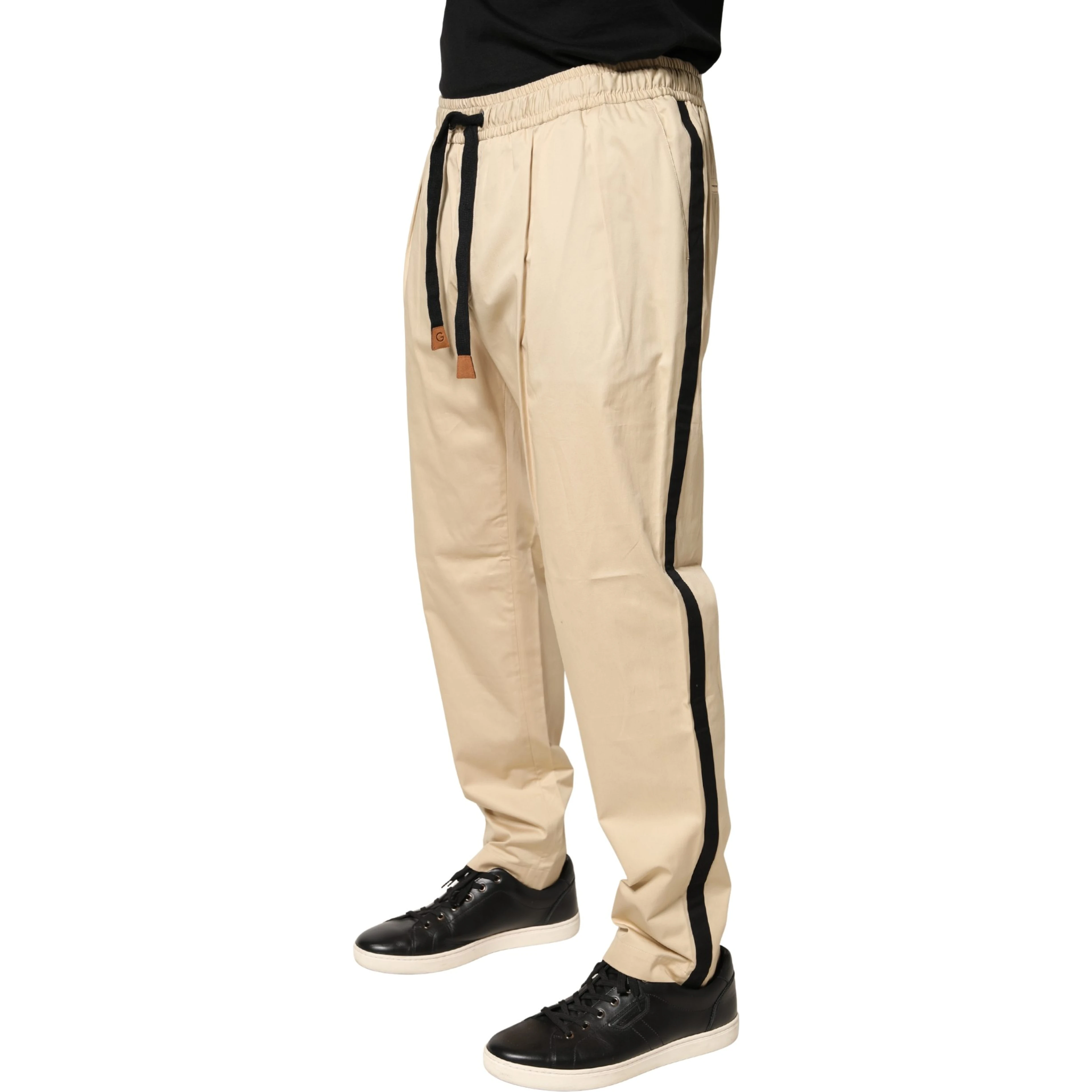 Beige Cotton Skinny Men Jogger Trouser Pants