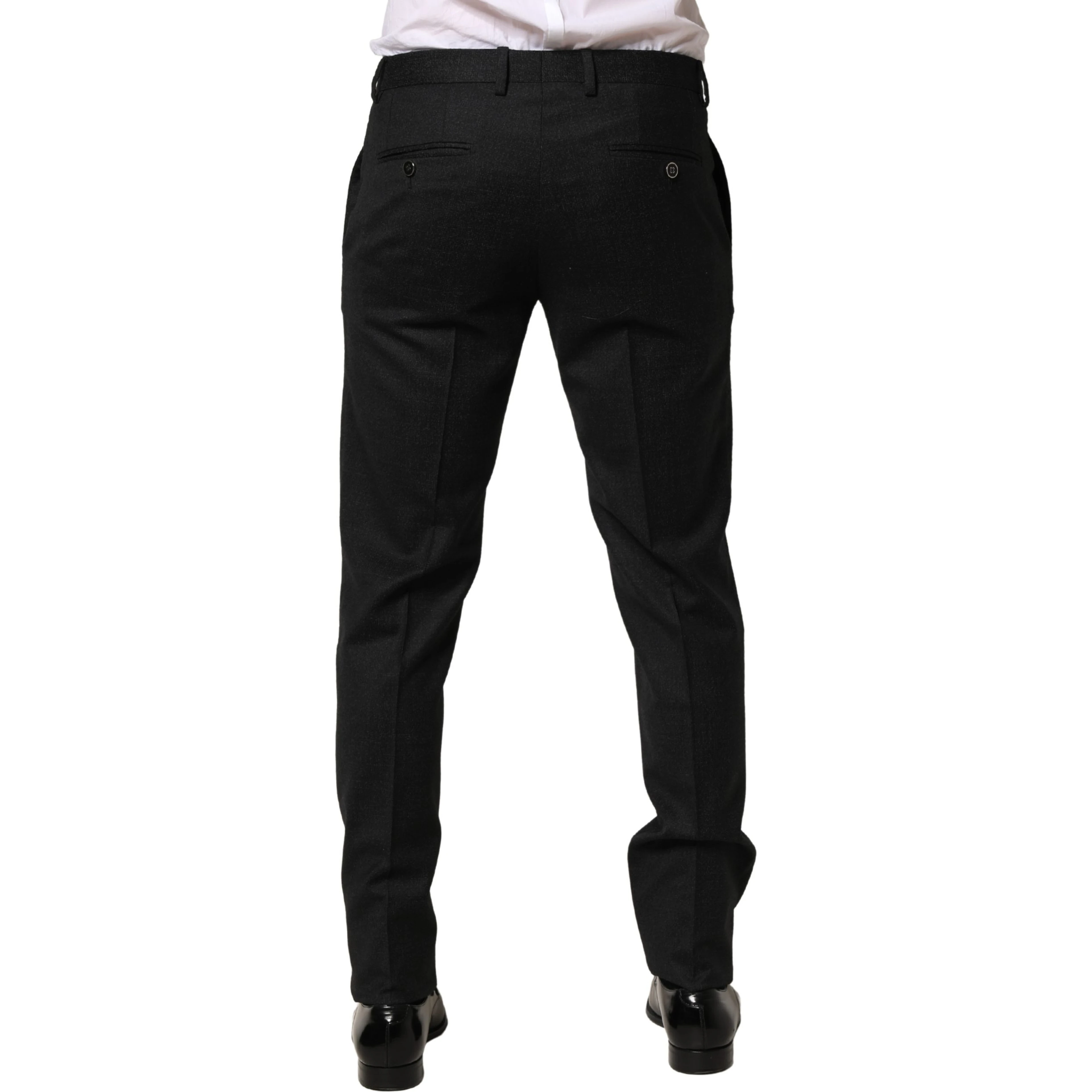 Black Wool Skinny Men Dress Trouser Pants