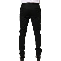 Black Cotton Skinny Men Dress Trouser Pants