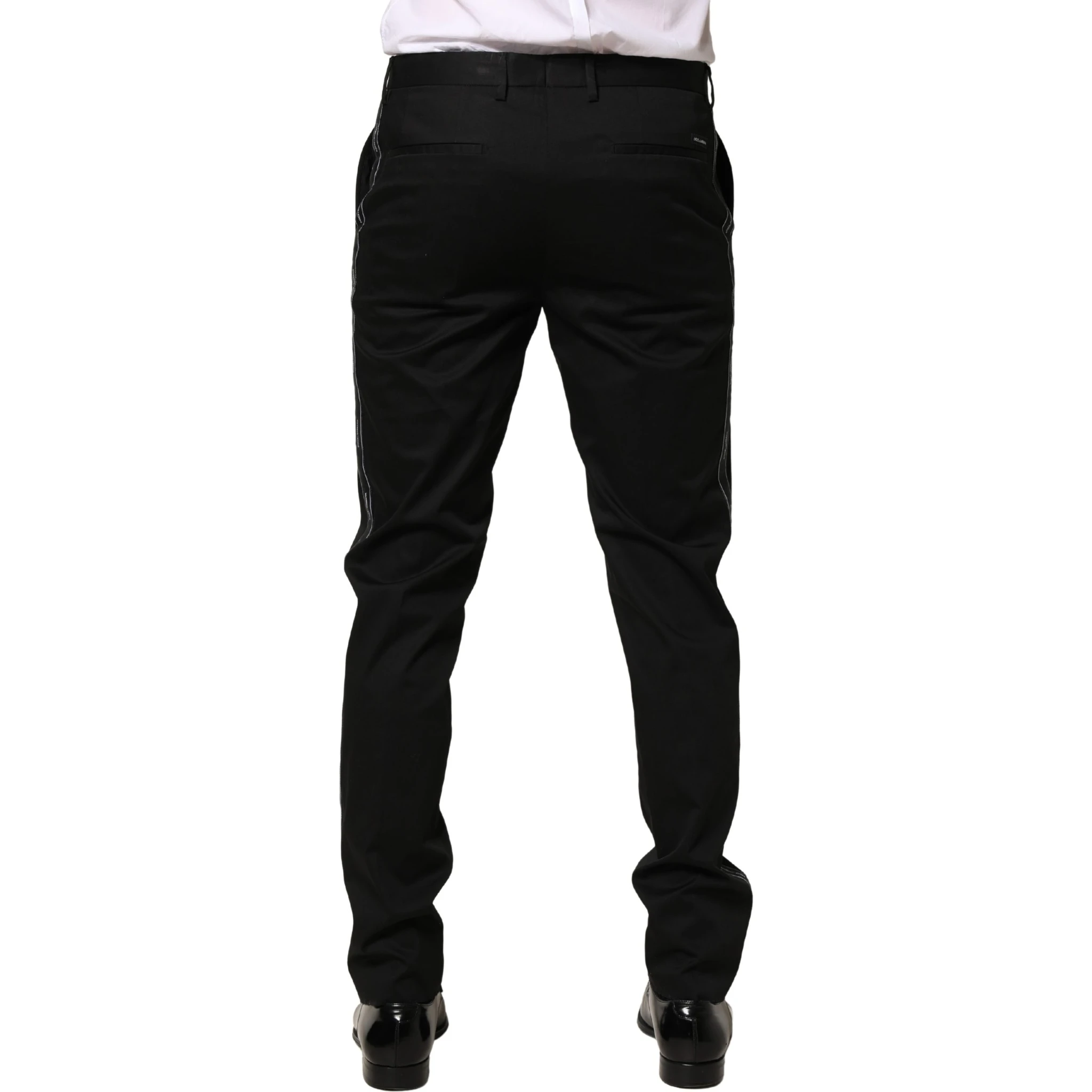 Black Cotton Skinny Men Dress Trouser Pants