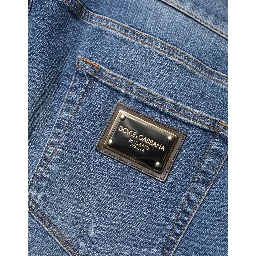 Blue Tattered Skinny Cotton Denim Jeans
