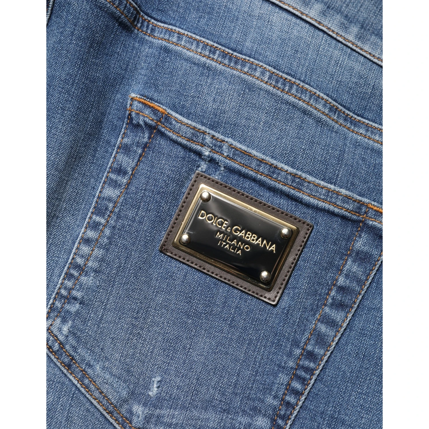 Blue Tattered Skinny Cotton Denim Jeans