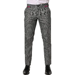 Gray Viscose Skinny Men Dress Trouser Pants