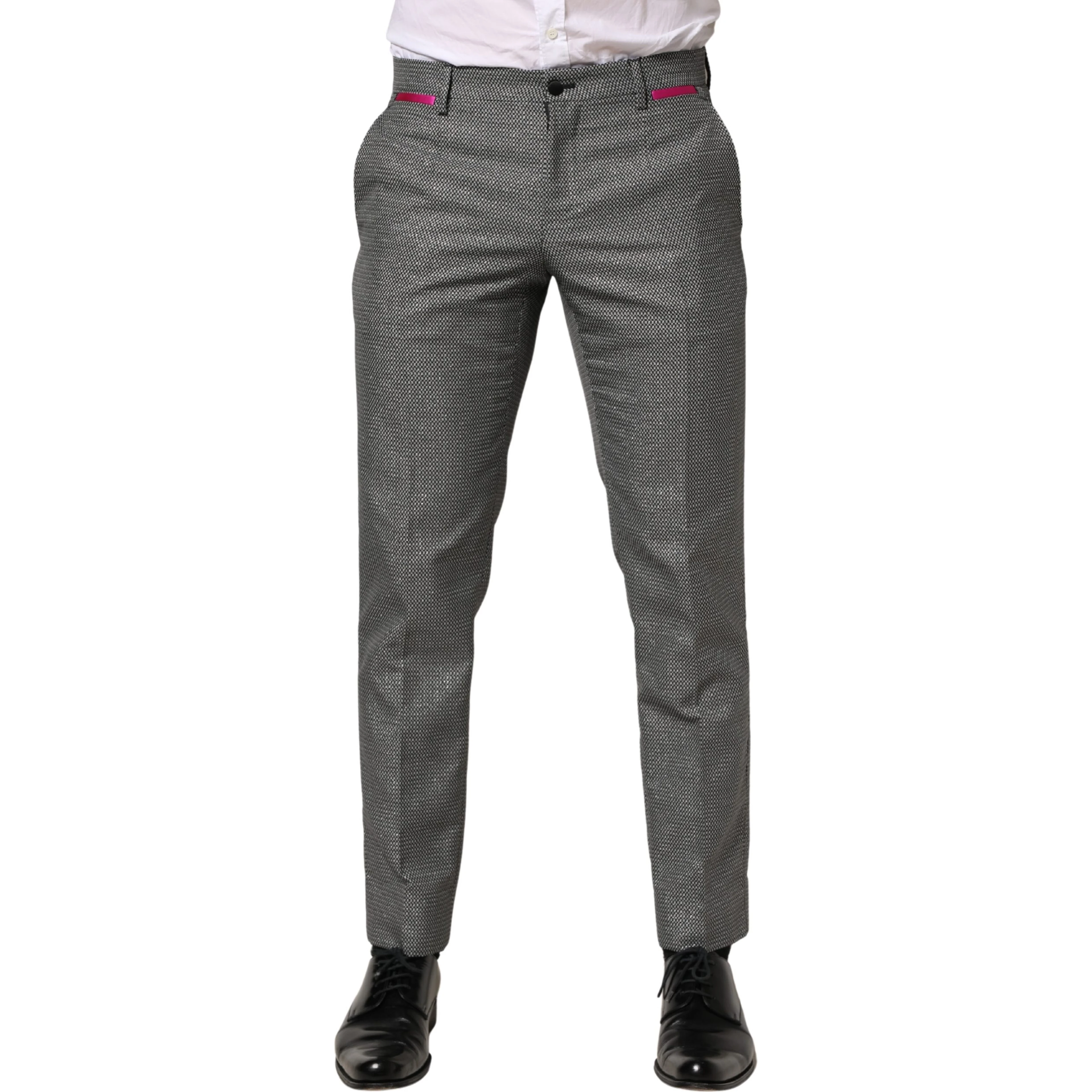 Gray Viscose Skinny Men Dress Trouser Pants