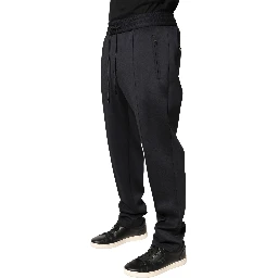 Black Polyester Skinny Jogger Trouser Pants