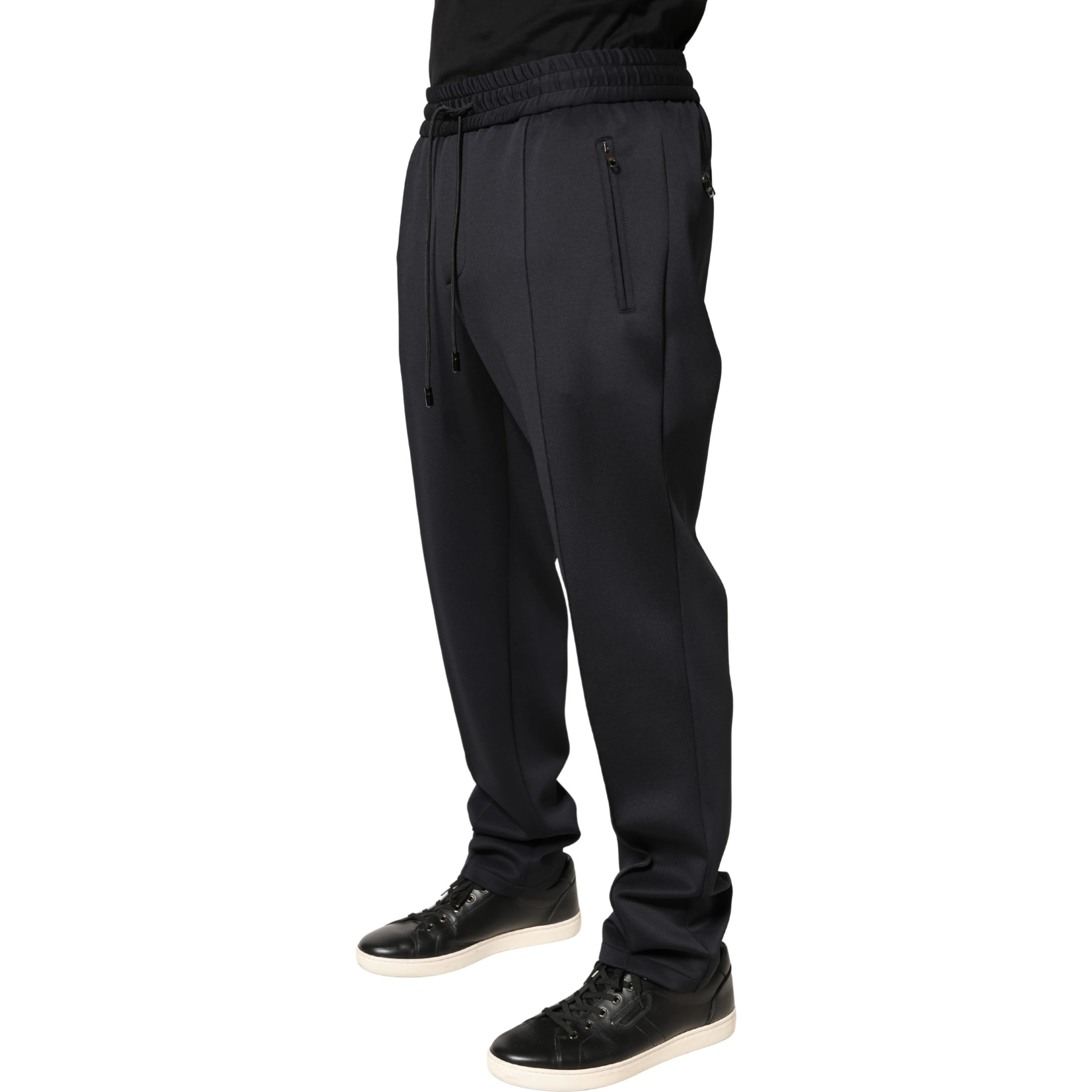Black Polyester Skinny Jogger Trouser Pants
