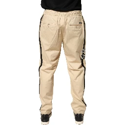 Beige Cotton Skinny Men Jogger Trouser Pants