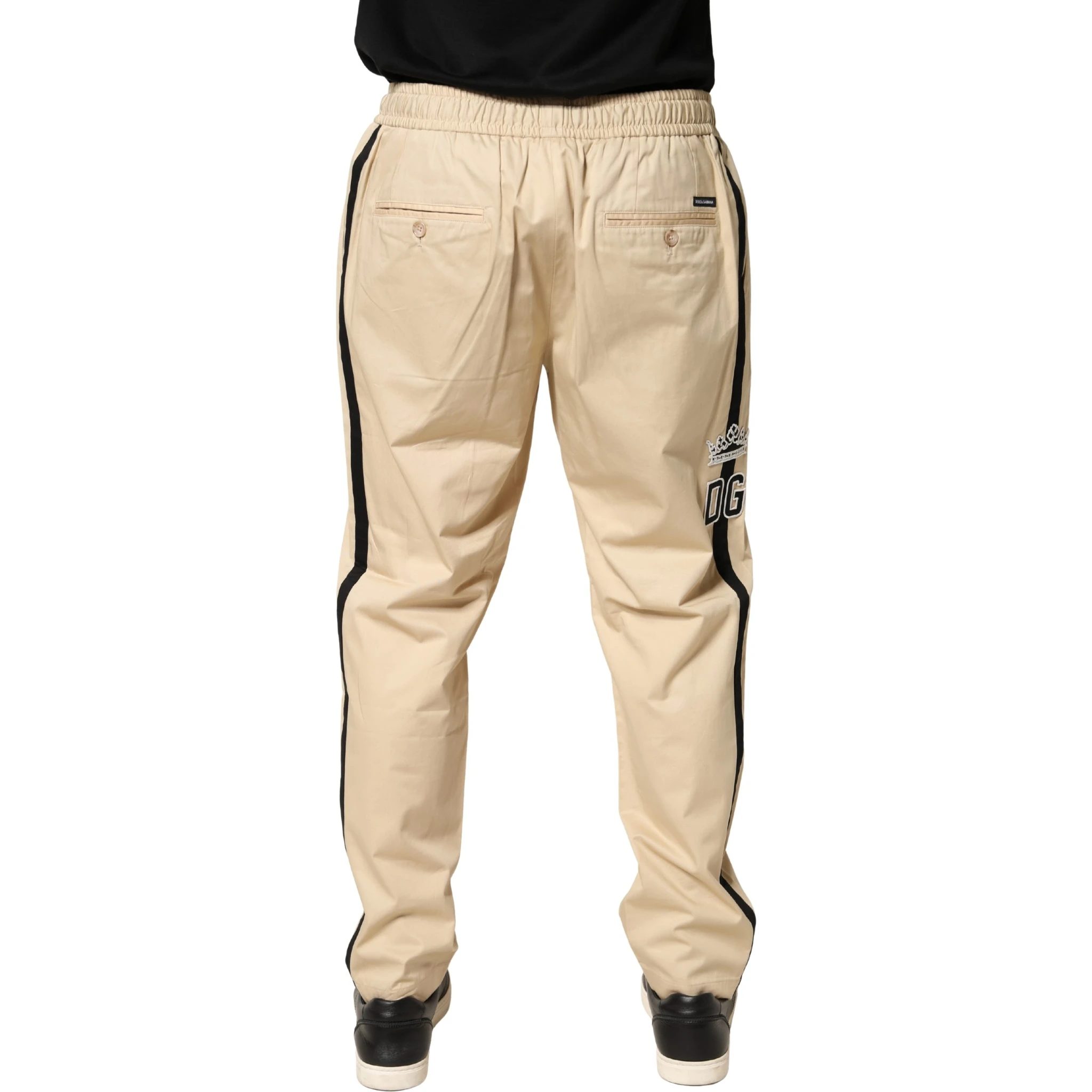 Beige Cotton Skinny Men Jogger Trouser Pants