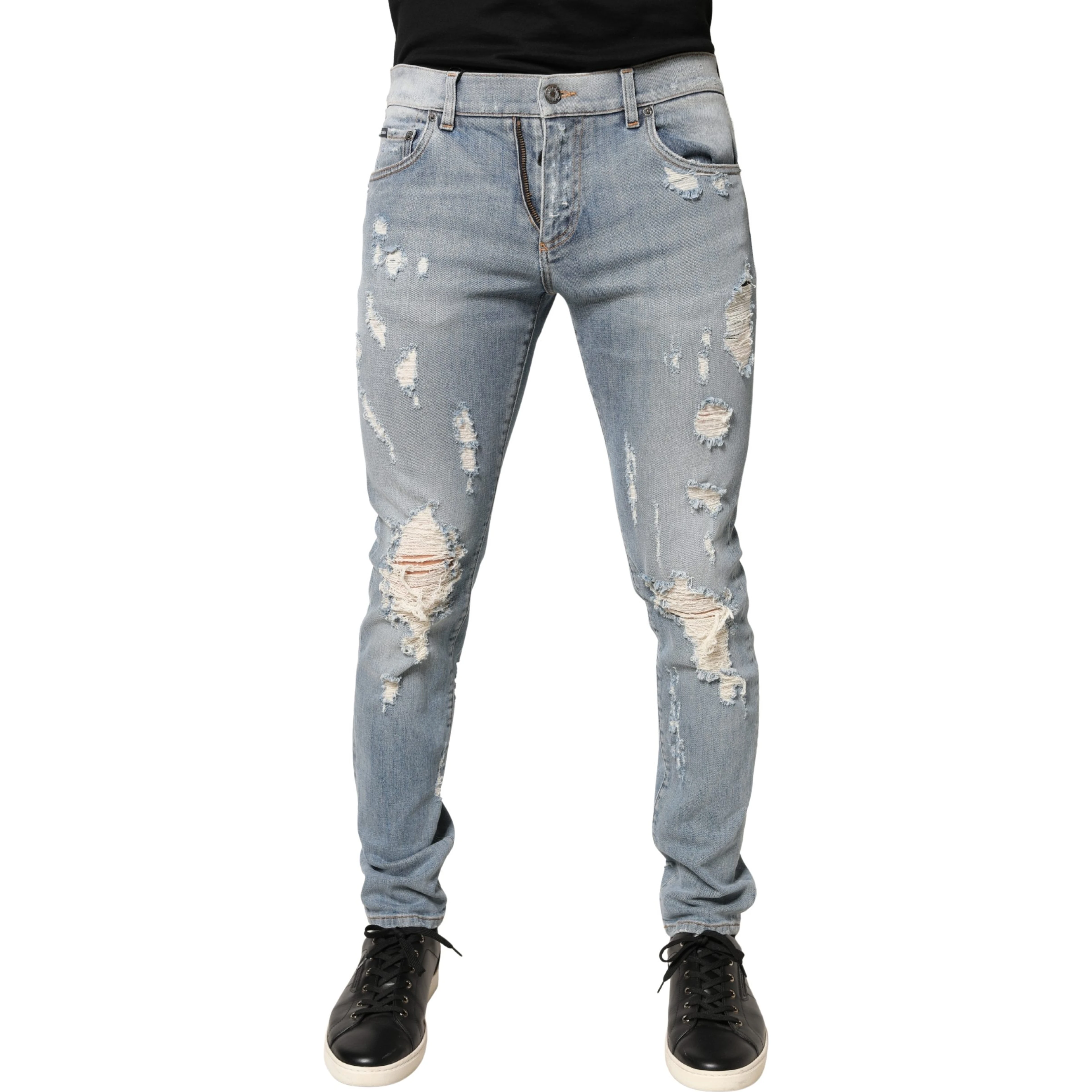 Light Blue Distressed Skinny Men Denim Jeans