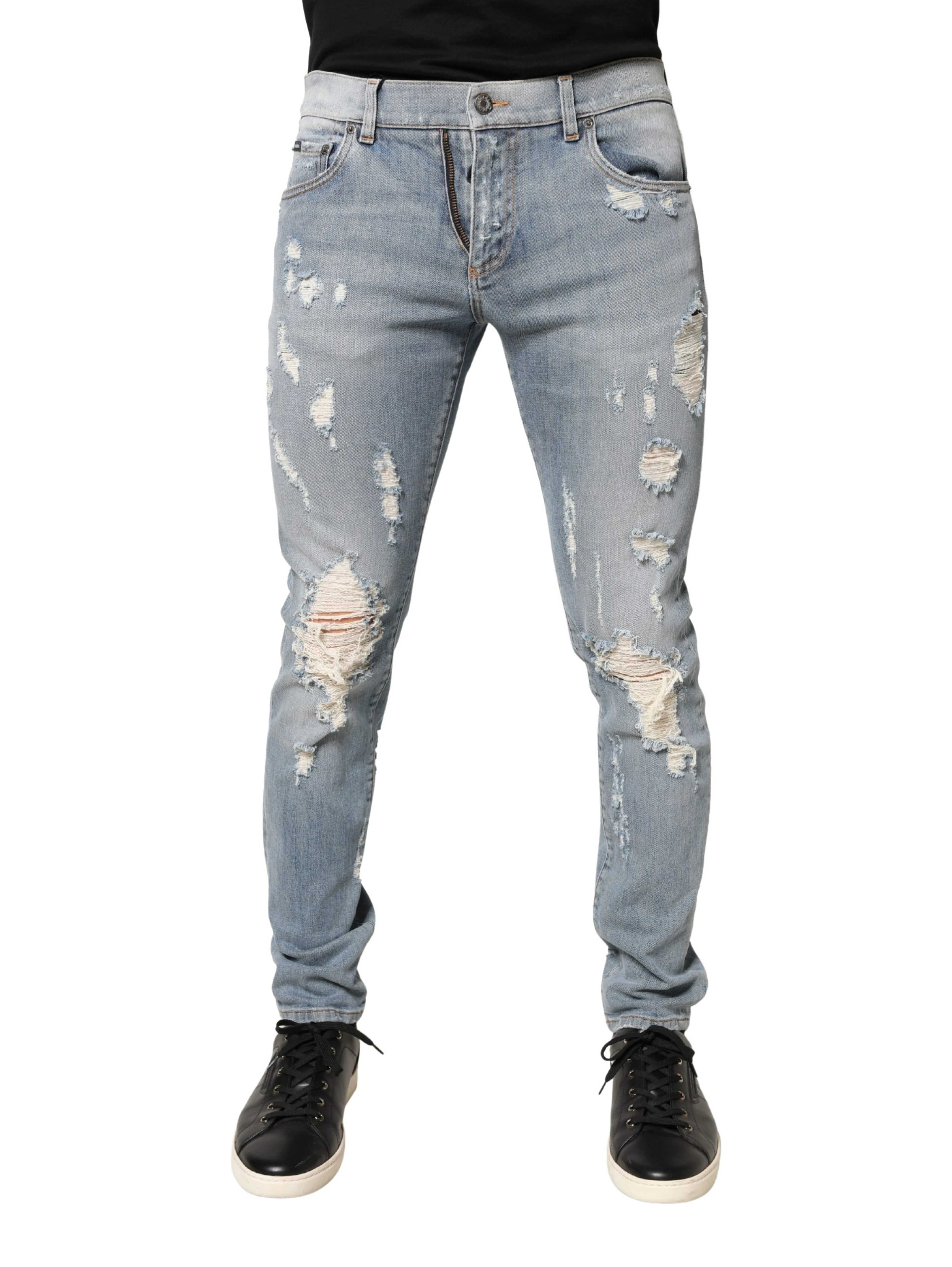 Light Blue Distressed Skinny Men Denim Jeans
