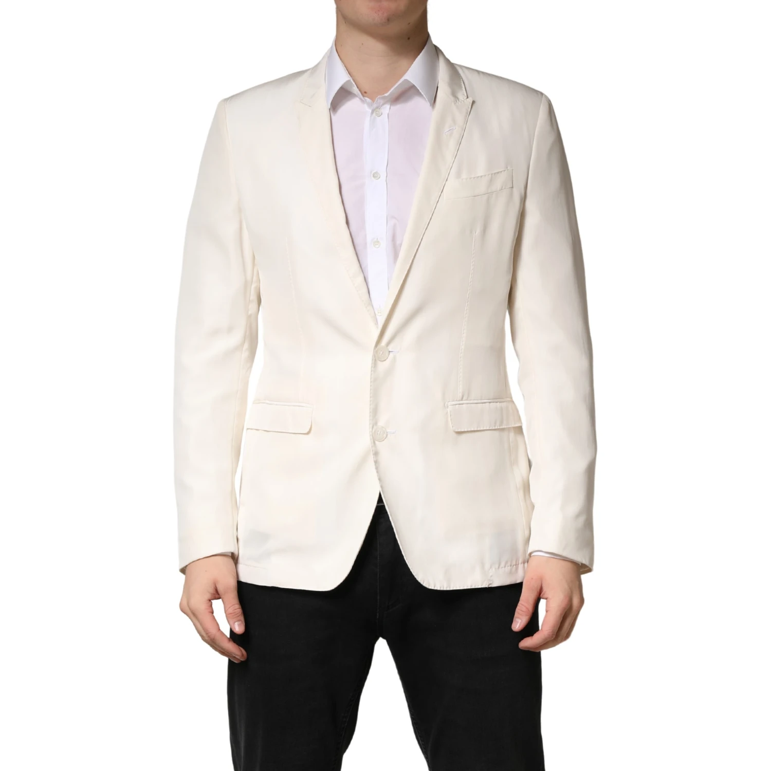 White Cotton Single Breasted Jacket Blazer