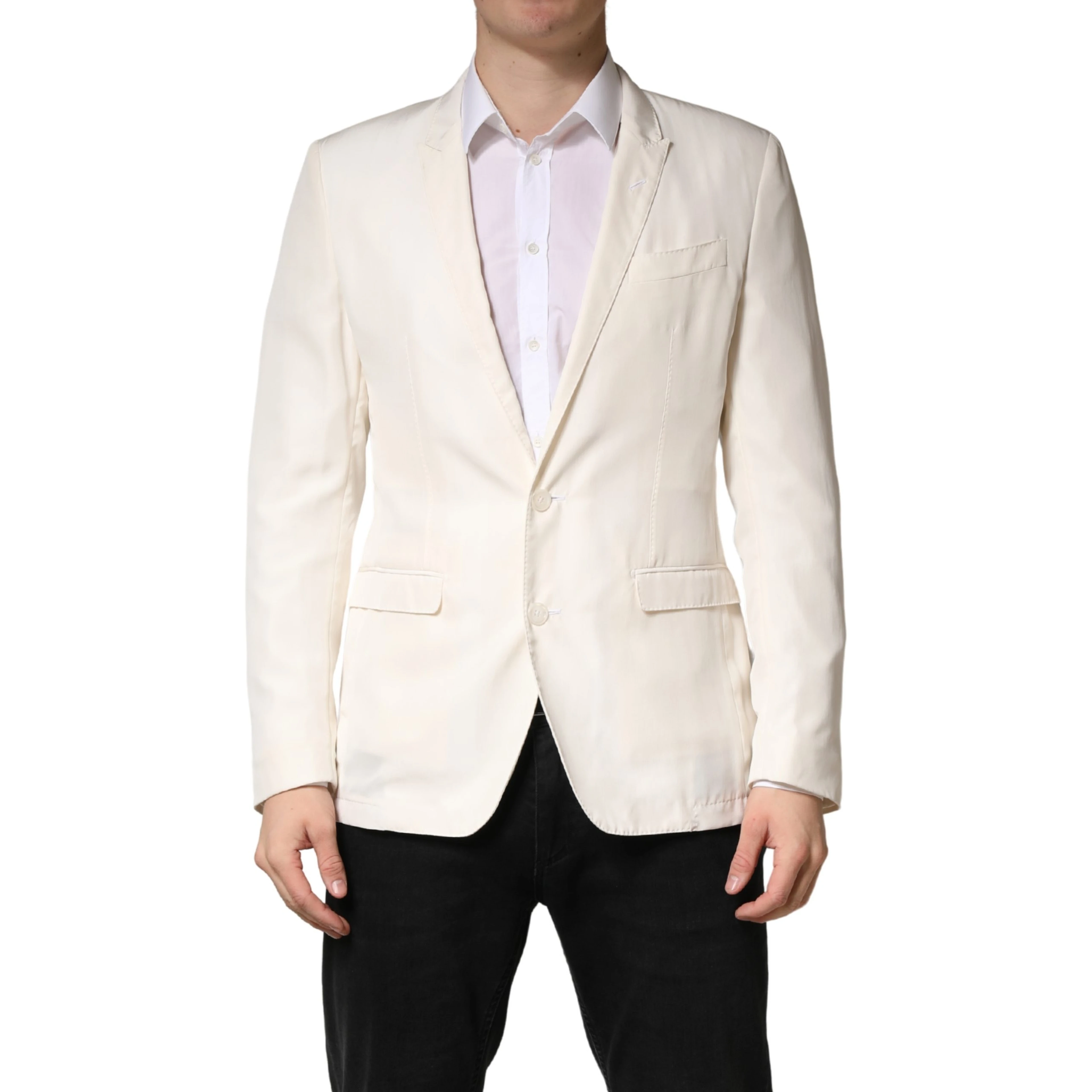 White Cotton Single Breasted Jacket Blazer