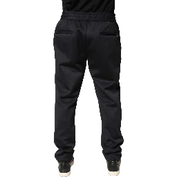 Black Polyester Skinny Jogger Trouser Pants