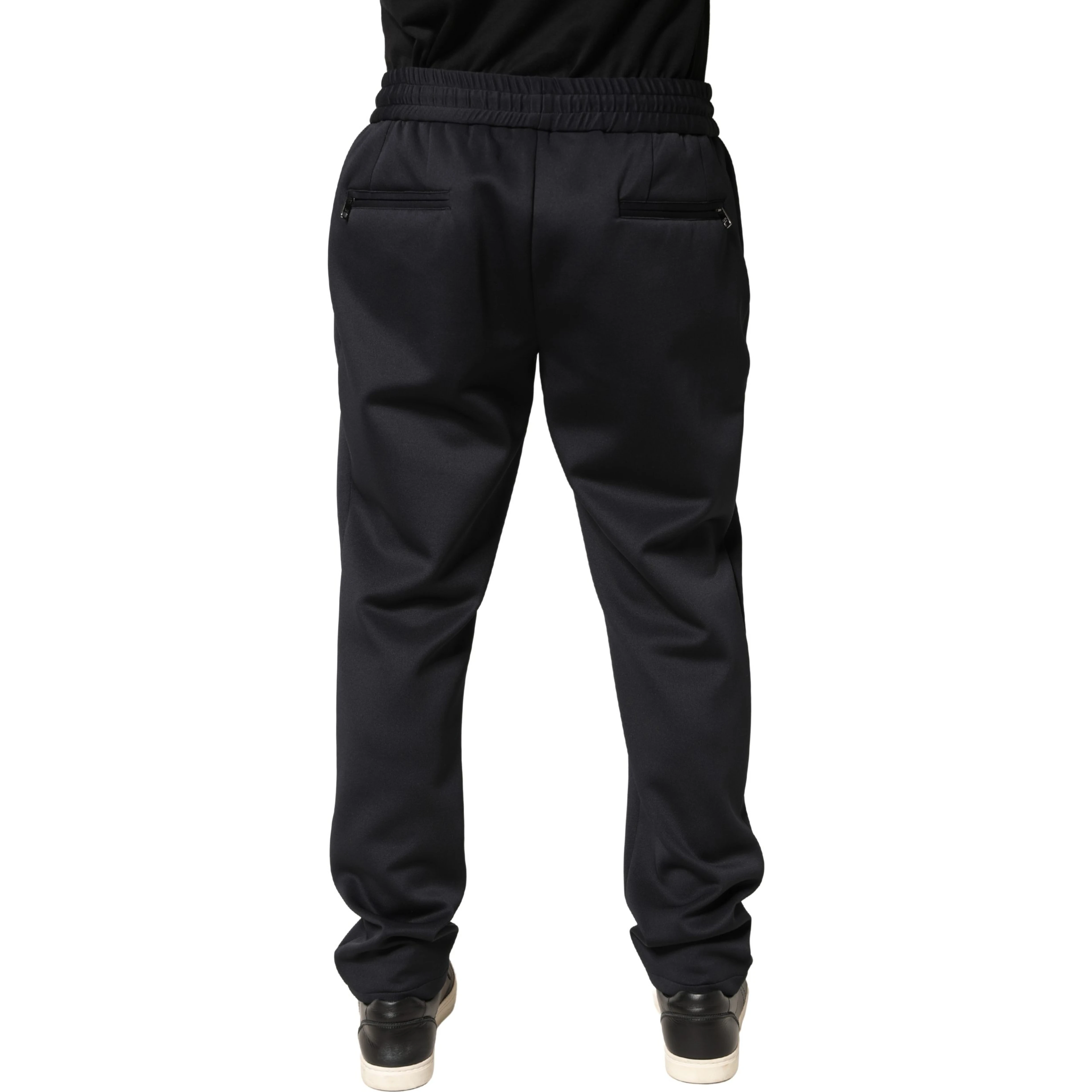 Black Polyester Skinny Jogger Trouser Pants