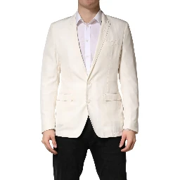 White Cotton Single Breasted Jacket Blazer
