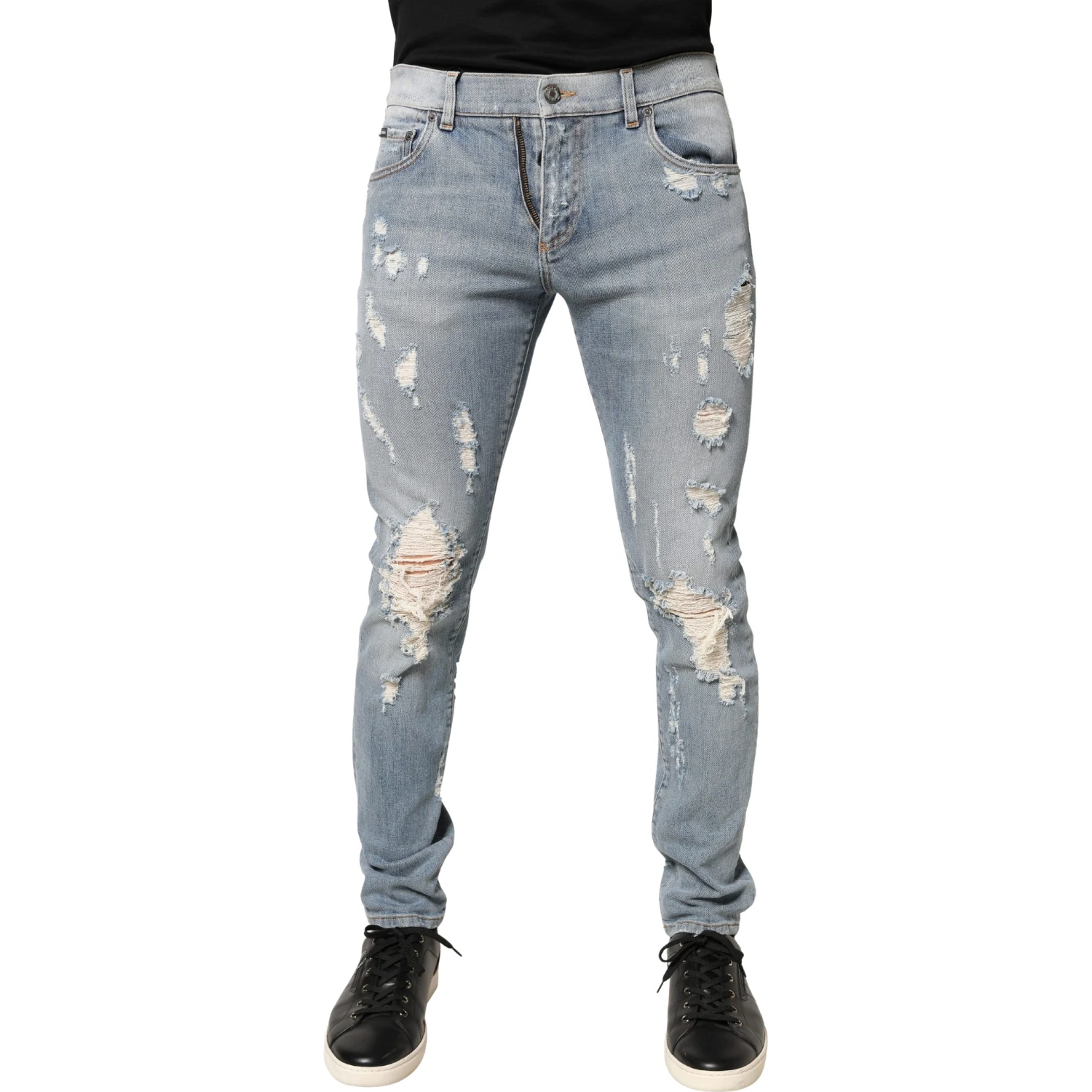 Light Blue Distressed Skinny Men Denim Jeans