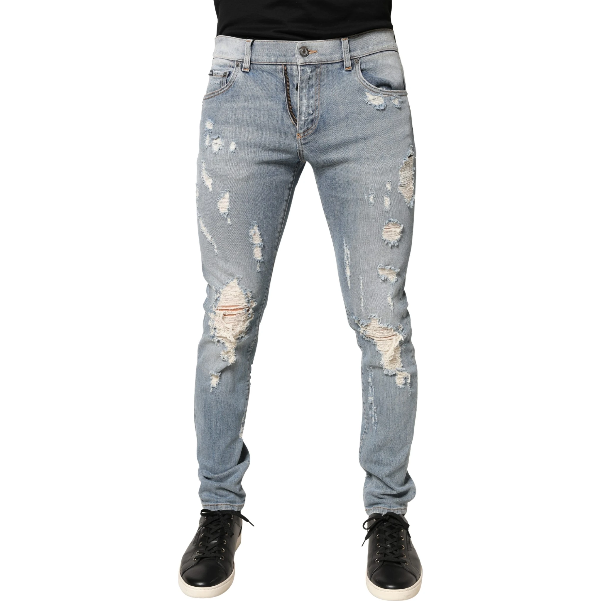Light Blue Distressed Skinny Men Denim Jeans
