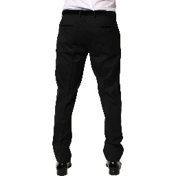 Black Wool Skinny Men Dress Trouser Pants