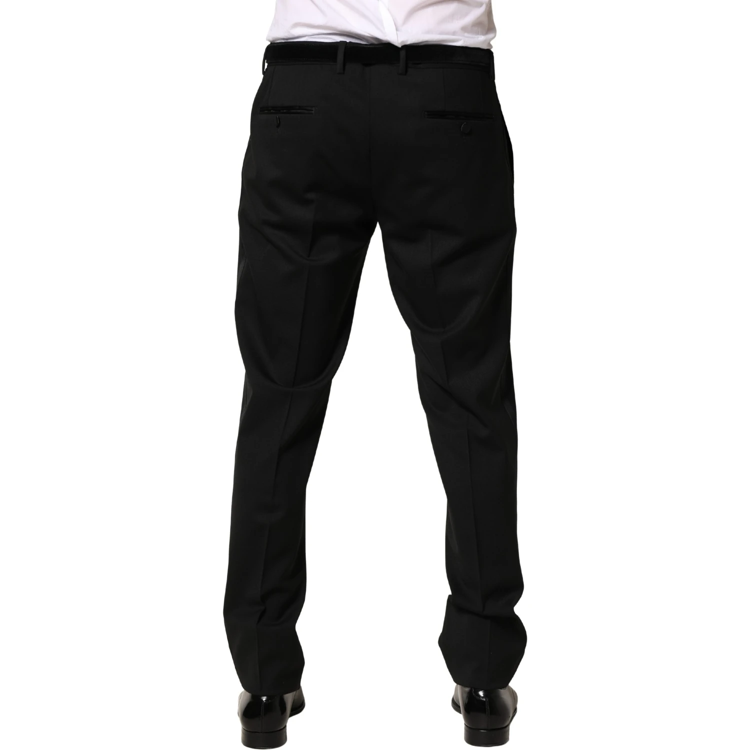 Black Wool Skinny Men Dress Trouser Pants