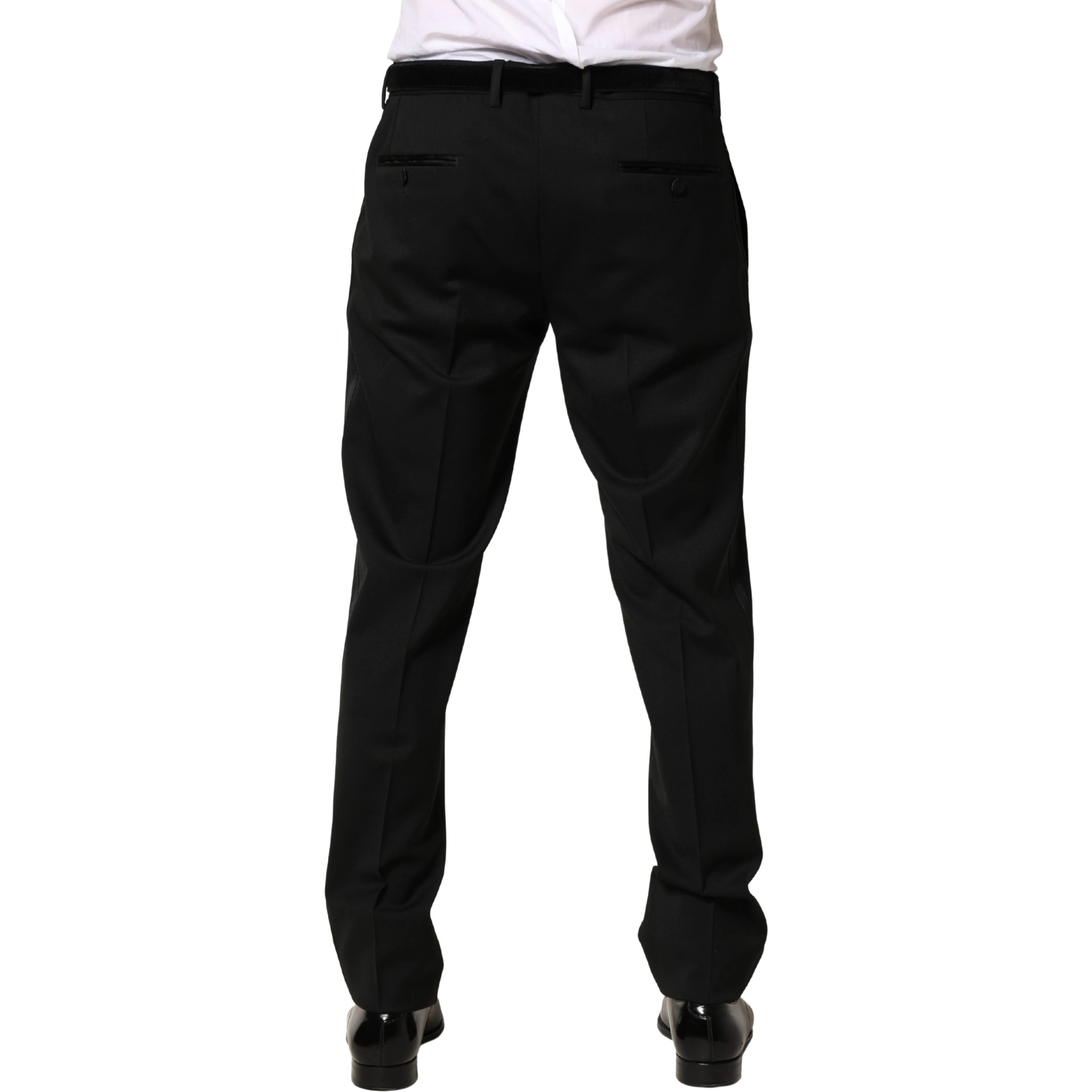 Black Wool Skinny Men Dress Trouser Pants