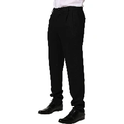 Black Wool Skinny Men Dress Trouser Pants