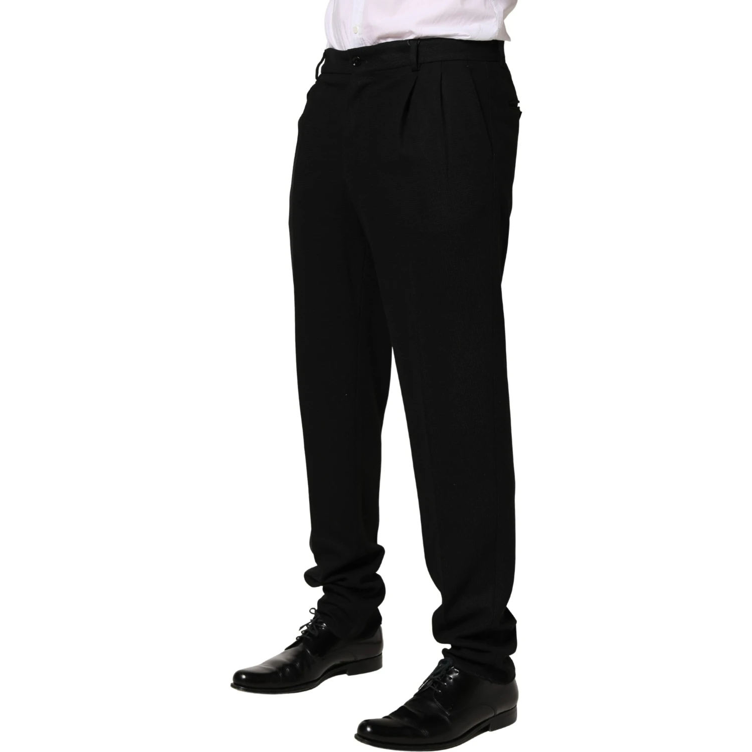 Black Wool Skinny Men Dress Trouser Pants