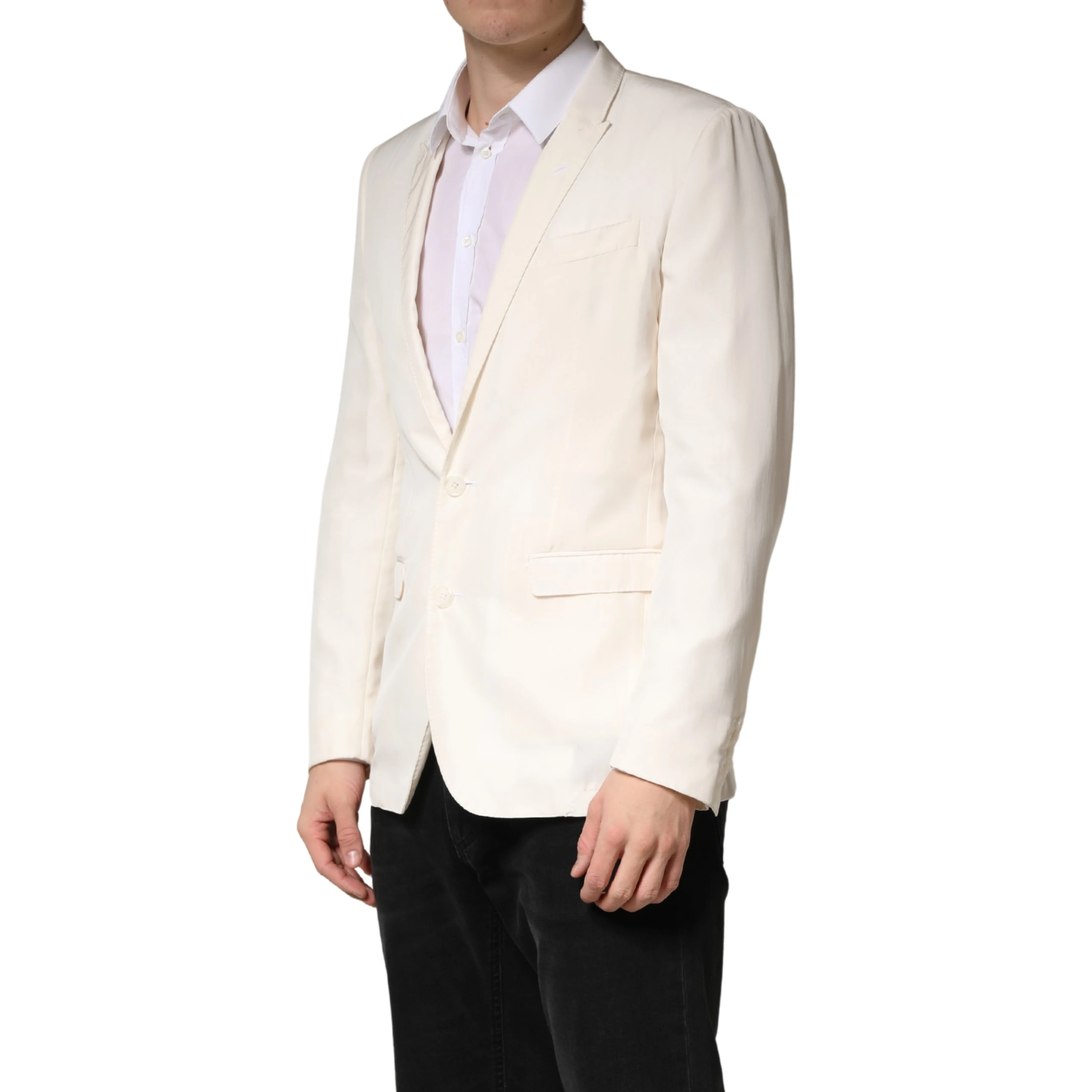White Cotton Single Breasted Jacket Blazer