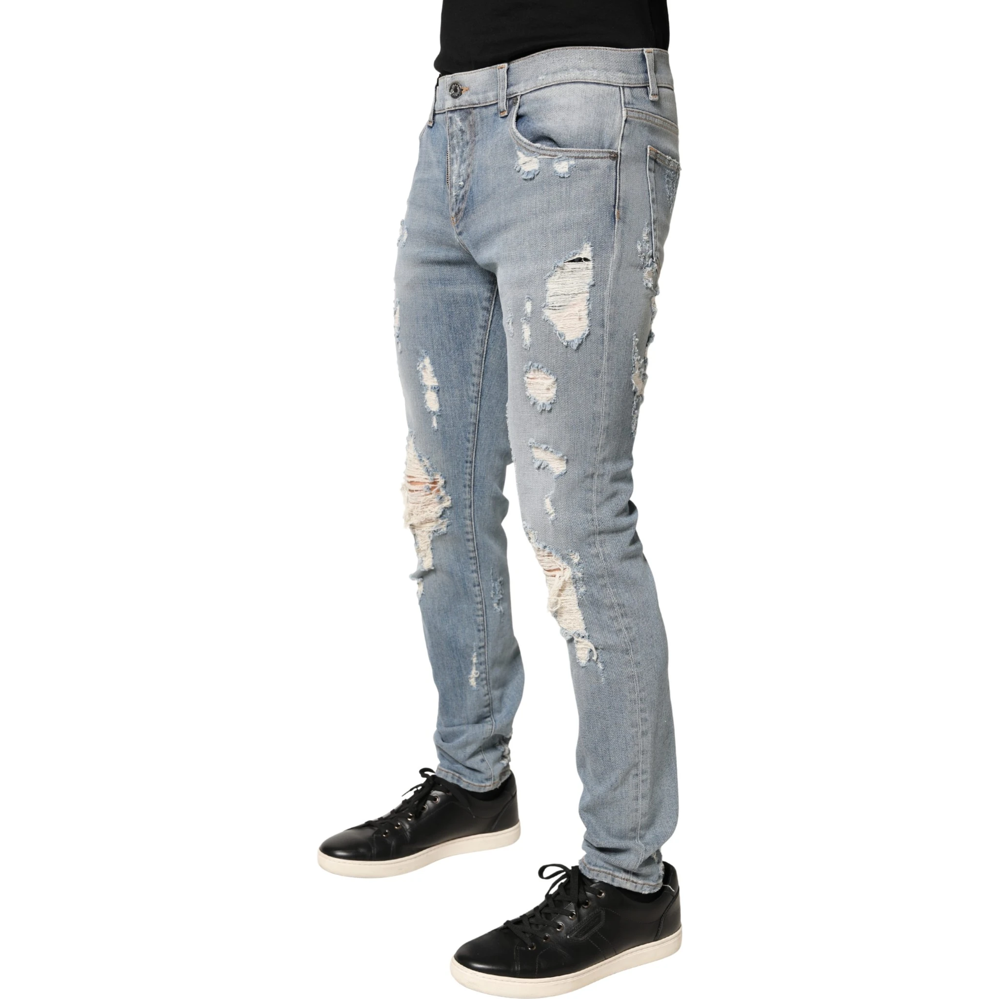 Light Blue Distressed Skinny Men Denim Jeans