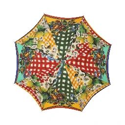 Multicolor Carretto Siciliano Print Collapsible Umbrella