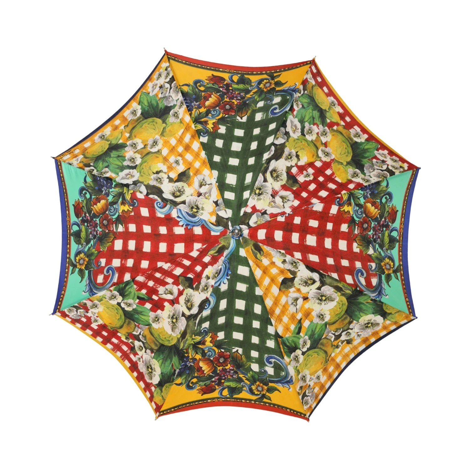Multicolor Carretto Siciliano Print Collapsible Umbrella