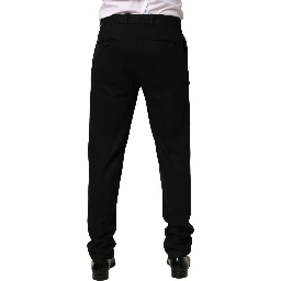 Black Wool Skinny Men Dress Trouser Pants